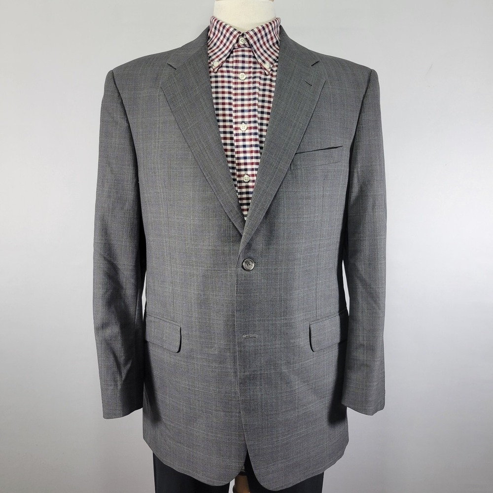 Coppley‎ Men's Sport Coat Blazer Two Button Gray Plaid Wool JORDAN Size 42R